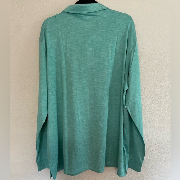Men's Teal Long Sleeve Polo Shirt - Picture 3 of 4